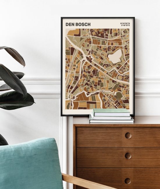 Plattegrond poster Licht Den Bosch mozaiek stl 03 Mockup stoel kast lijst 03 | Funky Fellow
