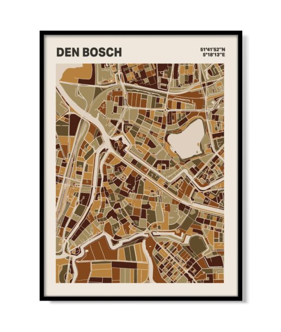 Plattegrond poster Licht Den Bosch mozaiek stl 03 mockup lijst 05 | Funky Fellow