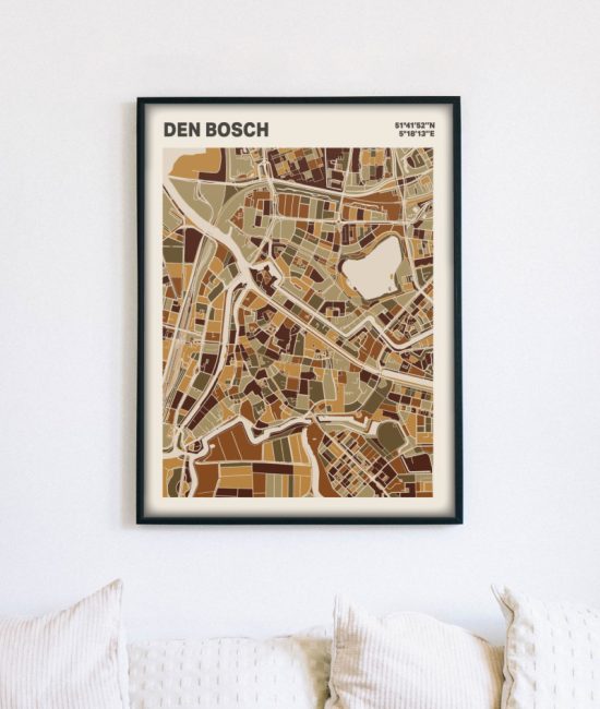 Plattegrond poster Licht Den Bosch mozaiek stl 03 mockup lijst muur bank 02 | Funky Fellow