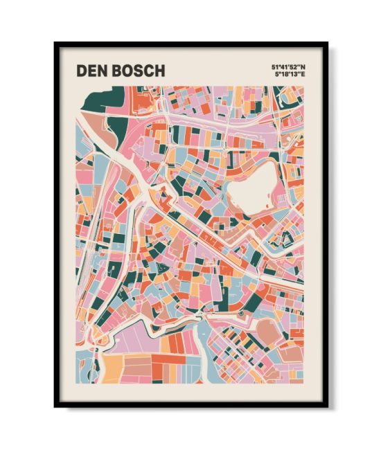 Plattegrond poster Licht Den Bosch mozaiek stl 04 mockup lijst 05 | Funky Fellow