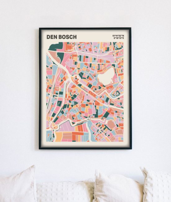 Plattegrond poster Licht Den Bosch mozaiek stl 04 mockup lijst muur bank 02 | Funky Fellow