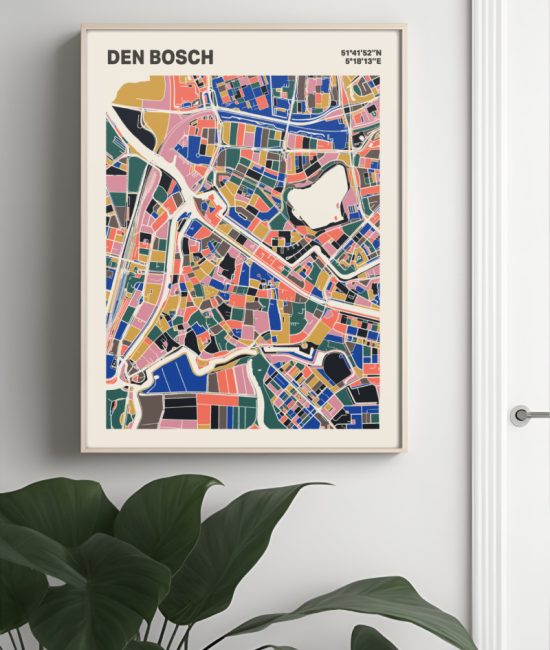 Plattegrond poster Licht Den Bosch mozaiek stl 05 Mockup muur plant lijst 04 | Funky Fellow