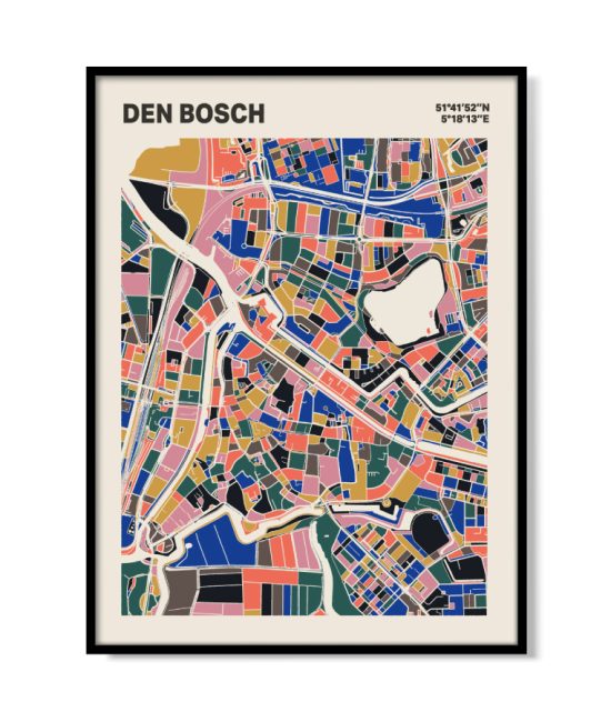 Plattegrond poster Licht Den Bosch mozaiek stl 05 mockup lijst 05 | Funky Fellow