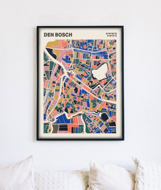 Plattegrond poster Licht Den Bosch mozaiek stl 05 mockup lijst muur bank 02 | Funky Fellow