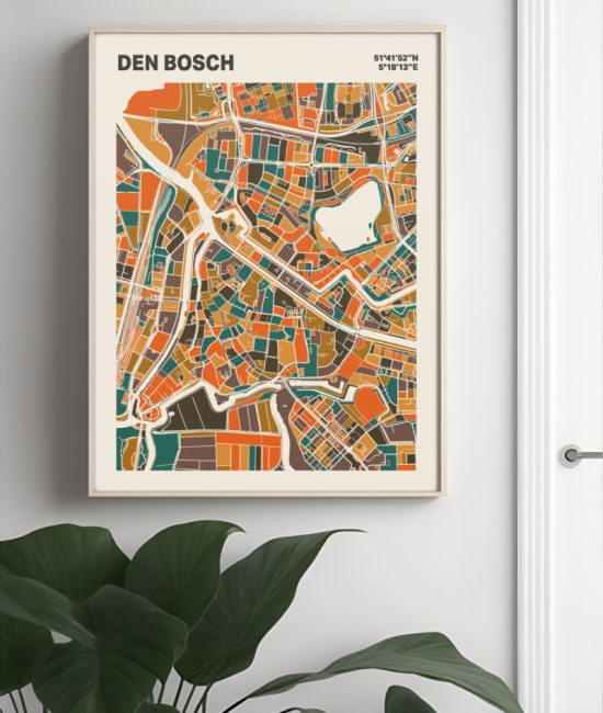 Plattegrond poster Licht Den Bosch mozaiek stl 06 Mockup muur plant lijst 04 | Funky Fellow