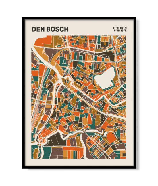 Plattegrond poster Licht Den Bosch mozaiek stl 06 mockup lijst 05 | Funky Fellow