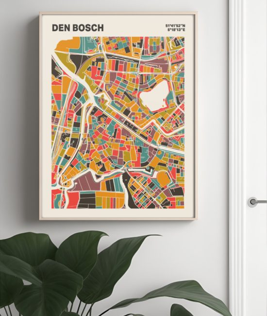 Plattegrond poster Licht Den Bosch mozaiek stl 07 Mockup muur plant lijst 04 | Funky Fellow