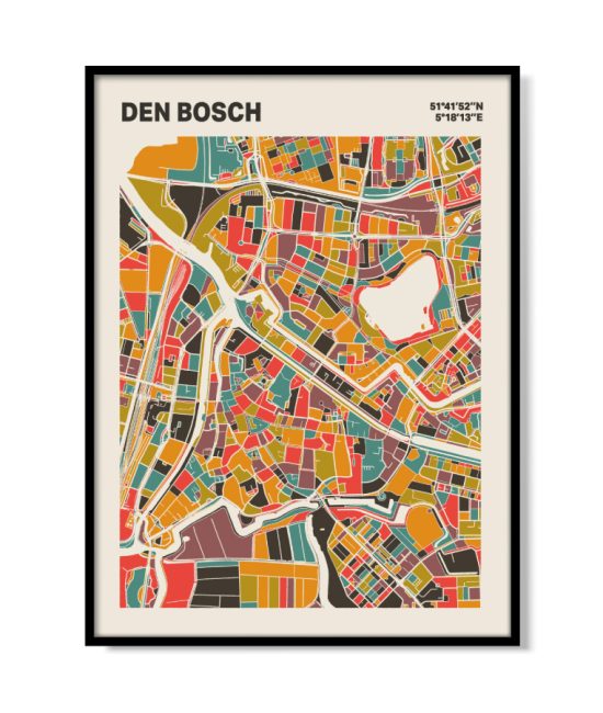 Plattegrond poster Licht Den Bosch mozaiek stl 07 mockup lijst 05 | Funky Fellow