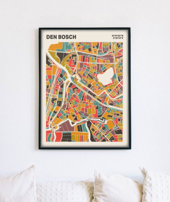 Plattegrond poster Licht Den Bosch mozaiek stl 07 mockup lijst muur bank 02 | Funky Fellow