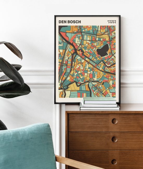 Plattegrond poster Licht Den Bosch mozaiek stl 08 Mockup stoel kast lijst 03 | Funky Fellow
