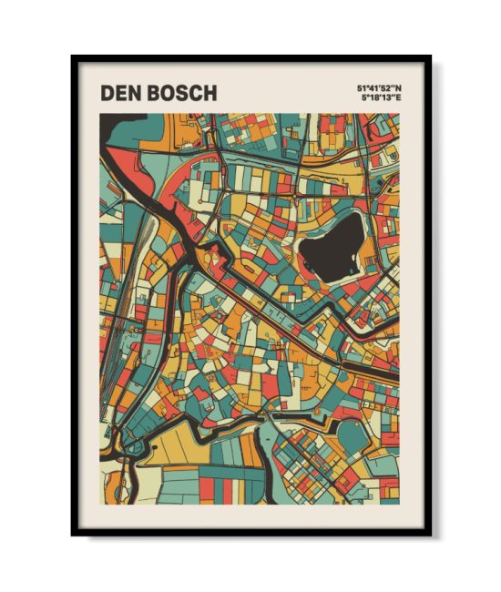 Plattegrond poster Licht Den Bosch mozaiek stl 08 mockup lijst 05 | Funky Fellow