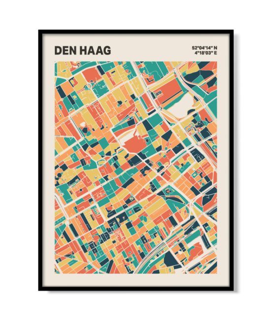 Plattegrond poster Licht Den Haag mozaiek stl 01 mockup lijst 05 | Funky Fellow