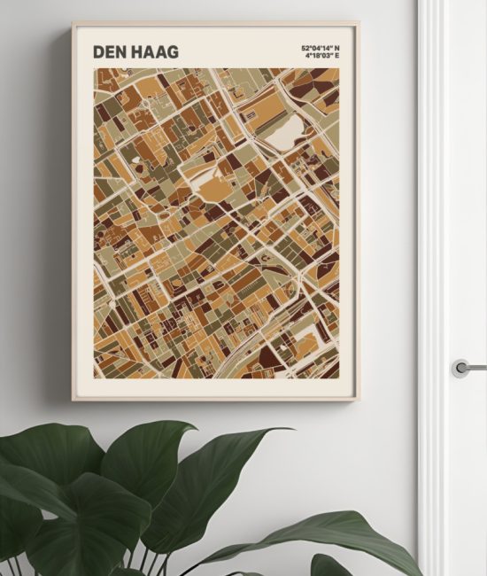 Plattegrond poster Licht Den Haag mozaiek stl 03 Mockup muur plant lijst 04 | Funky Fellow