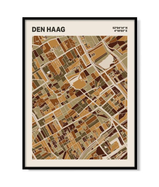 Plattegrond poster Licht Den Haag mozaiek stl 03 mockup lijst 05 | Funky Fellow