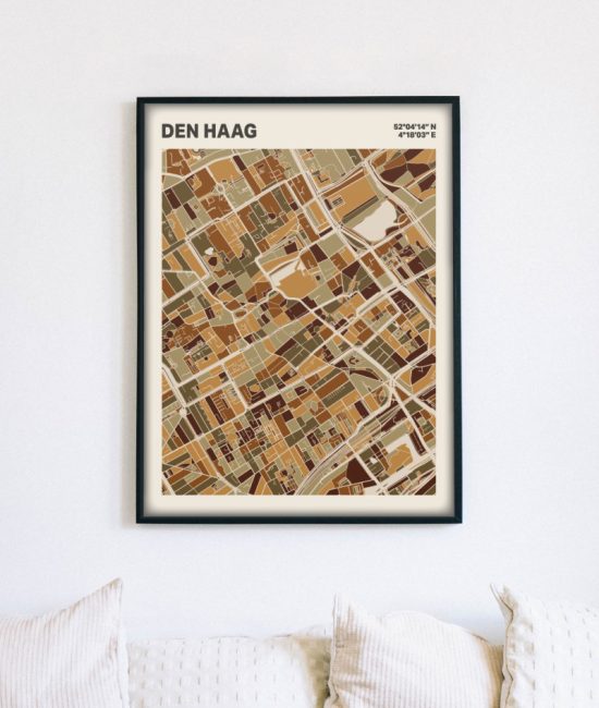 Plattegrond poster Licht Den Haag mozaiek stl 03 mockup lijst muur bank 02 | Funky Fellow