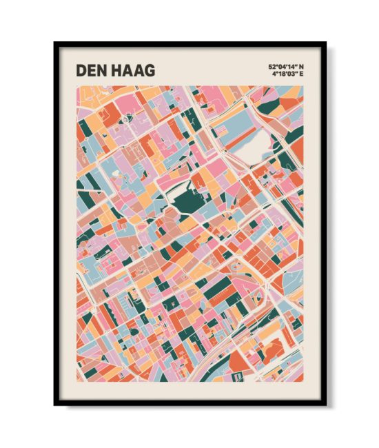Plattegrond poster Licht Den Haag mozaiek stl 04 mockup lijst 05 | Funky Fellow