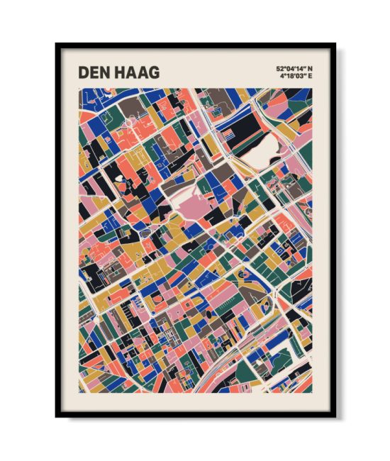 Plattegrond poster Licht Den Haag mozaiek stl 05 mockup lijst 05 | Funky Fellow