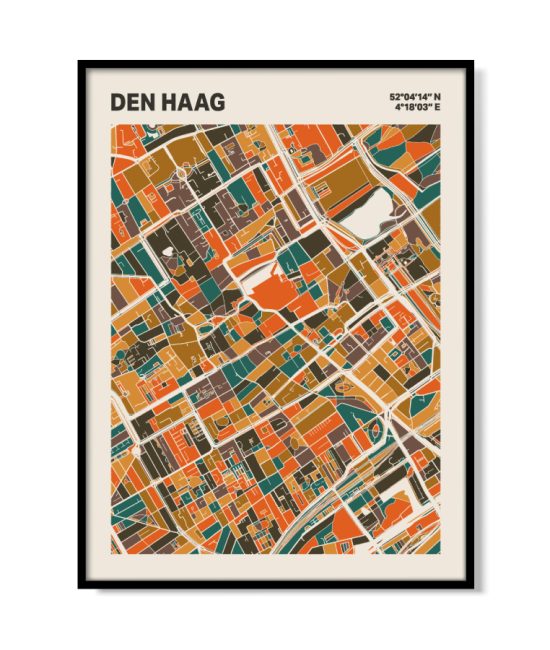 Plattegrond poster Licht Den Haag mozaiek stl 06 mockup lijst 05 | Funky Fellow