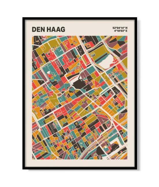 Plattegrond poster Licht Den Haag mozaiek stl 07 mockup lijst 05 | Funky Fellow