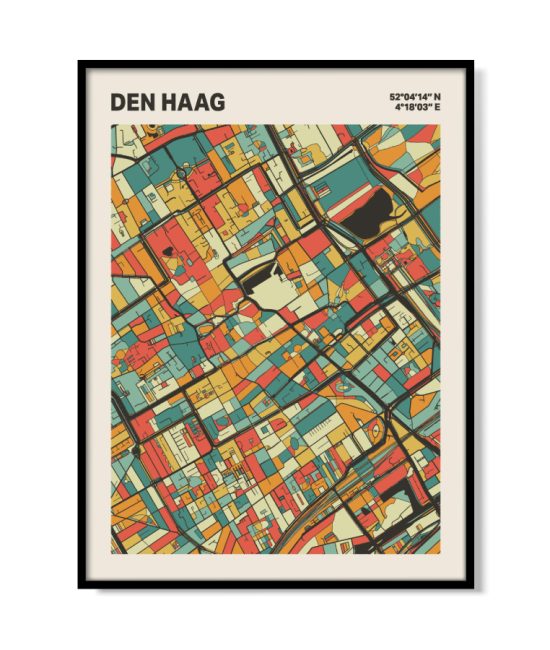 Plattegrond poster Licht Den Haag mozaiek stl 08 mockup lijst 05 | Funky Fellow