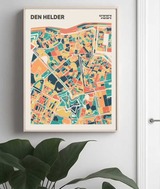 Plattegrond poster Licht Den Helder mozaiek stl 01 Mockup muur plant lijst 04 | Funky Fellow