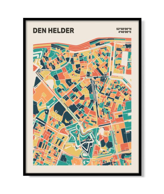 Plattegrond poster Licht Den Helder mozaiek stl 01 mockup lijst 05 | Funky Fellow