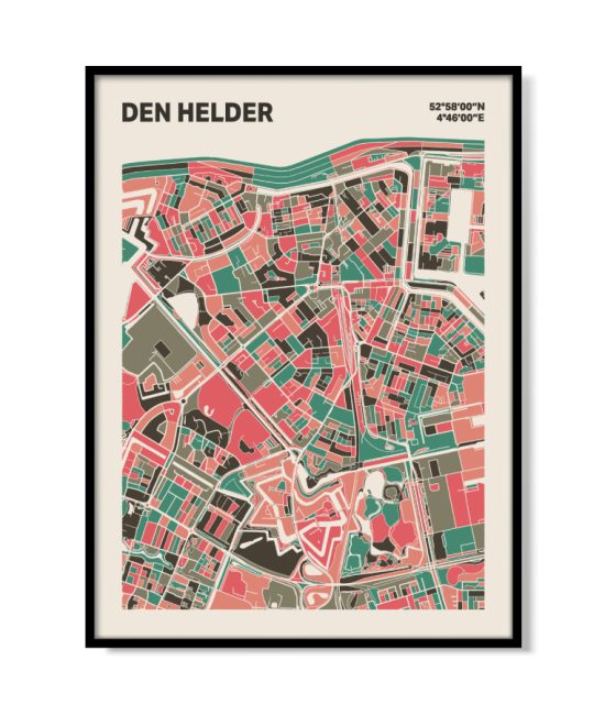 Plattegrond poster Licht Den Helder mozaiek stl 02 mockup lijst 05 | Funky Fellow