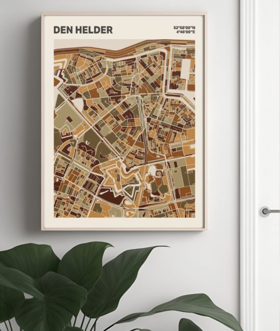 Plattegrond poster Licht Den Helder mozaiek stl 03 Mockup muur plant lijst 04 | Funky Fellow