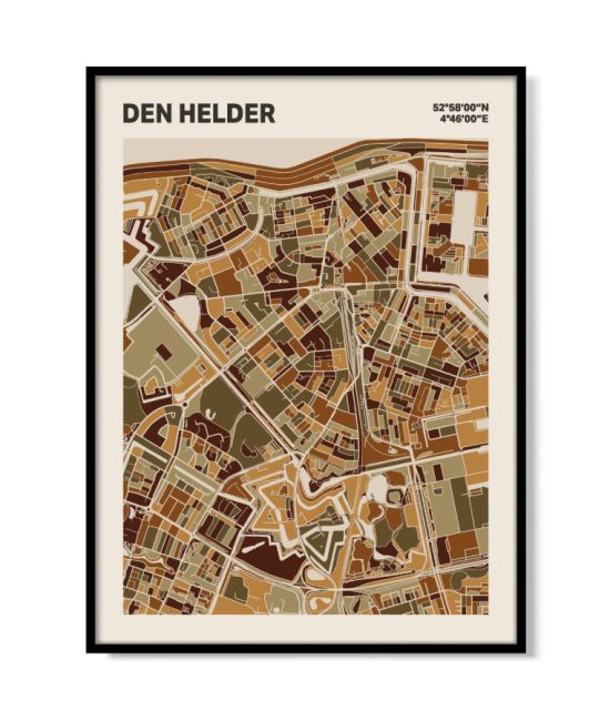 Plattegrond poster Licht Den Helder mozaiek stl 03 mockup lijst 05 | Funky Fellow