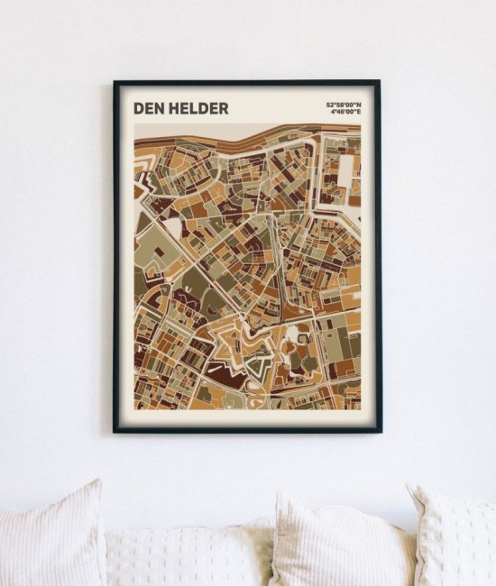 Plattegrond poster Licht Den Helder mozaiek stl 03 mockup lijst muur bank 02 | Funky Fellow
