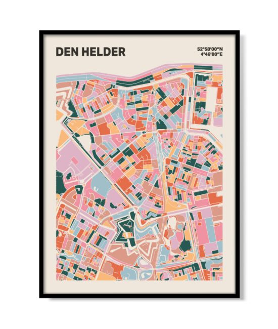 Plattegrond poster Licht Den Helder mozaiek stl 04 mockup lijst 05 | Funky Fellow
