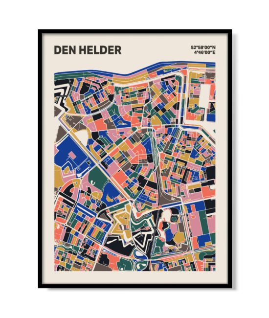 Plattegrond poster Licht Den Helder mozaiek stl 05 mockup lijst 05 | Funky Fellow