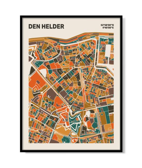 Plattegrond poster Licht Den Helder mozaiek stl 06 mockup lijst 05 | Funky Fellow