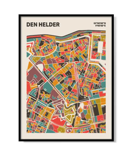Plattegrond poster Licht Den Helder mozaiek stl 07 mockup lijst 05 | Funky Fellow
