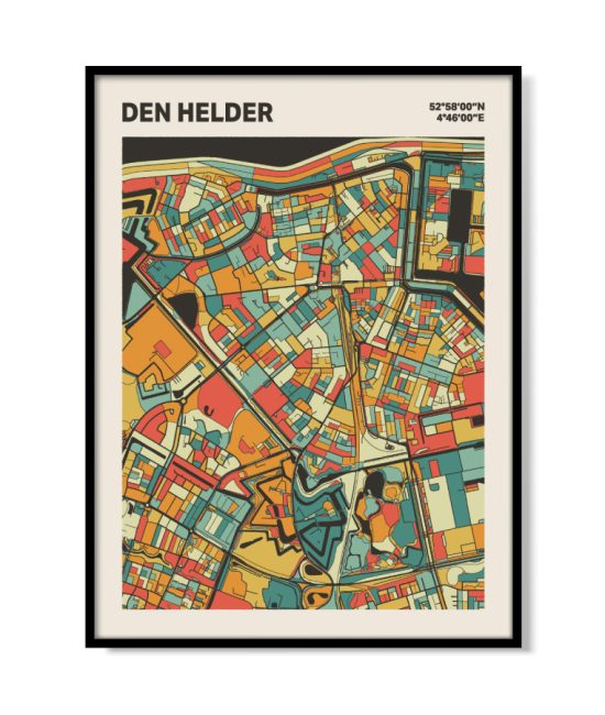 Plattegrond poster Licht Den Helder mozaiek stl 08 mockup lijst 05 | Funky Fellow