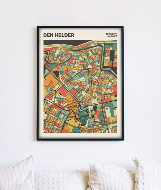Plattegrond poster Licht Den Helder mozaiek stl 08 mockup lijst muur bank 02 | Funky Fellow