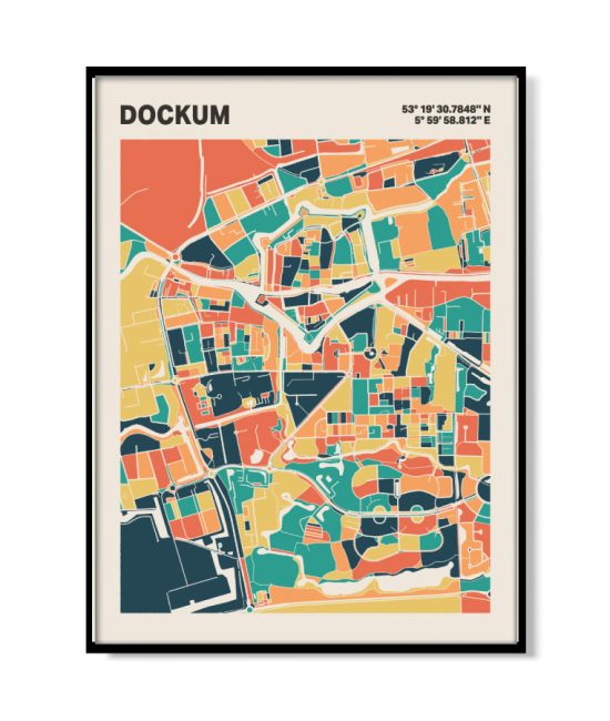 Plattegrond poster Licht Dockum mozaiek stl 01 | Funky Fellow