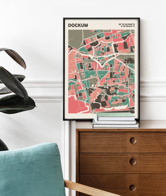 Plattegrond poster Licht Dockum mozaiek stl 02 2 | Funky Fellow