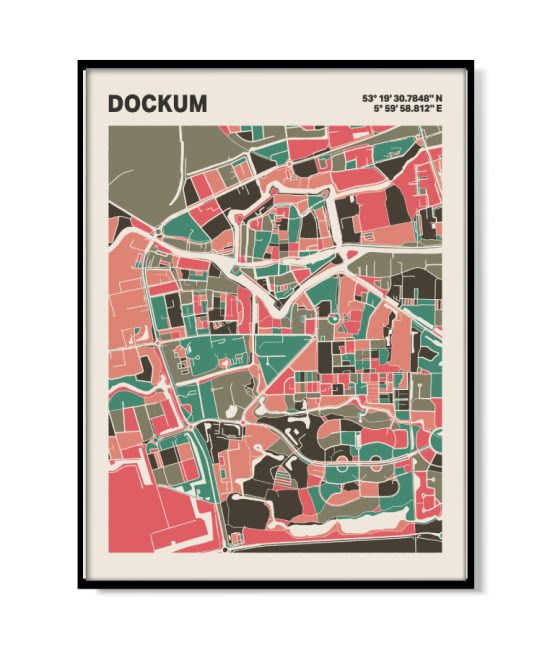 Plattegrond poster Licht Dockum mozaiek stl 02 | Funky Fellow