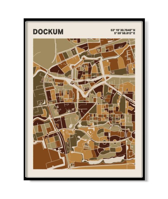 Plattegrond poster Licht Dockum mozaiek stl 03 | Funky Fellow