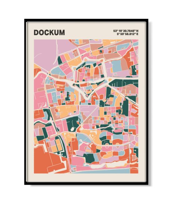 Plattegrond poster Licht Dockum mozaiek stl 04 | Funky Fellow