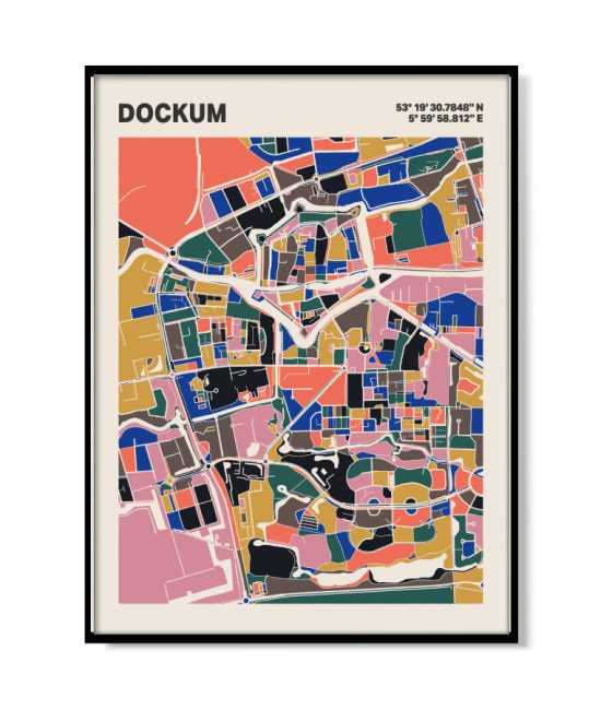 Plattegrond poster Licht Dockum mozaiek stl 05 | Funky Fellow