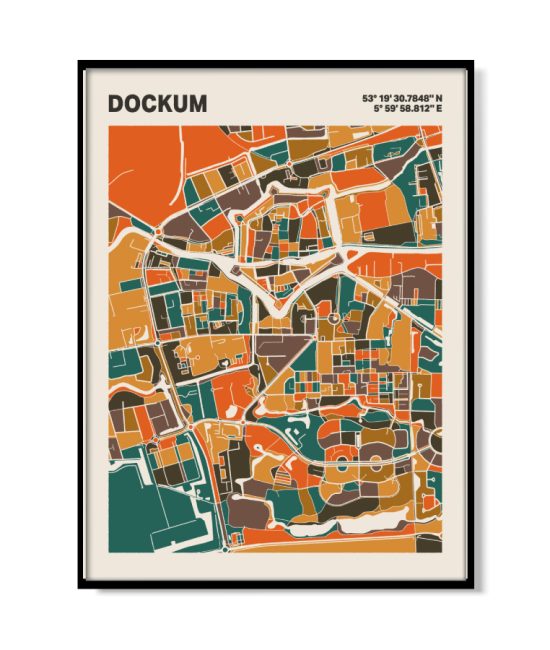 Plattegrond poster Licht Dockum mozaiek stl 06 | Funky Fellow