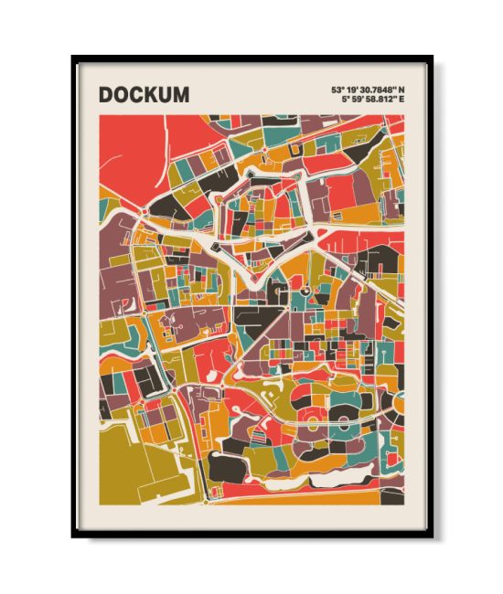Plattegrond poster Licht Dockum mozaiek stl 07 | Funky Fellow
