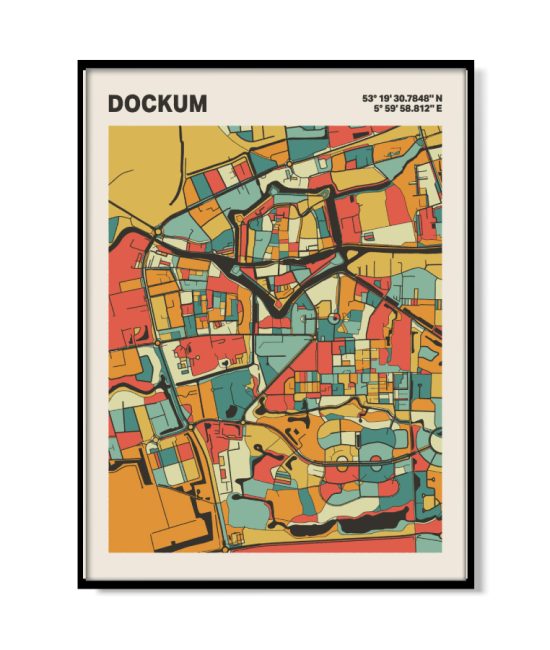Plattegrond poster Licht Dockum mozaiek stl 08 | Funky Fellow