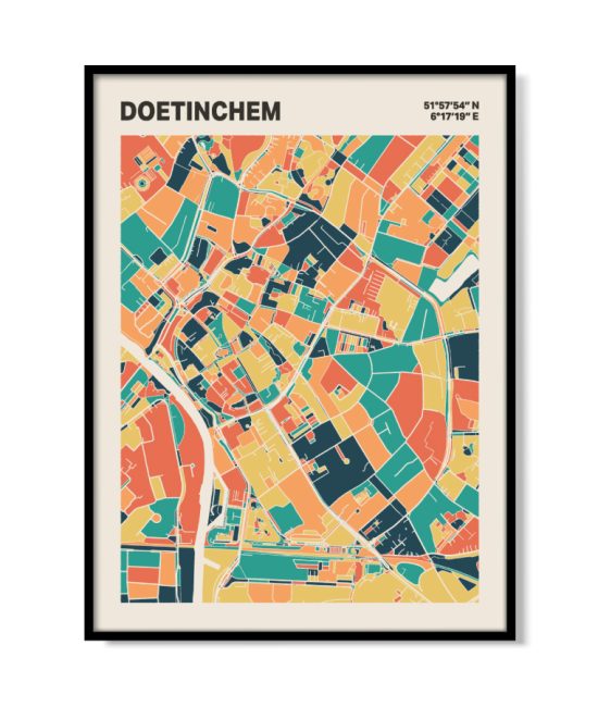 Plattegrond poster Licht Doetinchem mozaiek stl 01 mockup lijst 05 | Funky Fellow