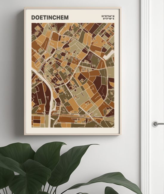 Plattegrond poster Licht Doetinchem mozaiek stl 03 Mockup muur plant lijst 04 | Funky Fellow