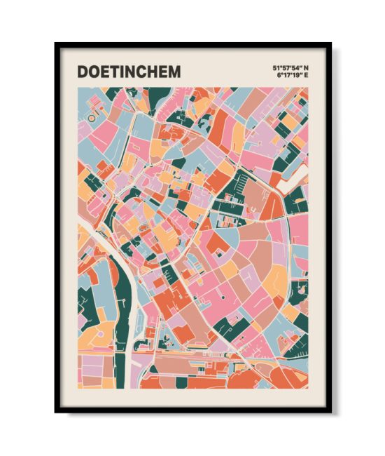 Plattegrond poster Licht Doetinchem mozaiek stl 04 mockup lijst 05 | Funky Fellow