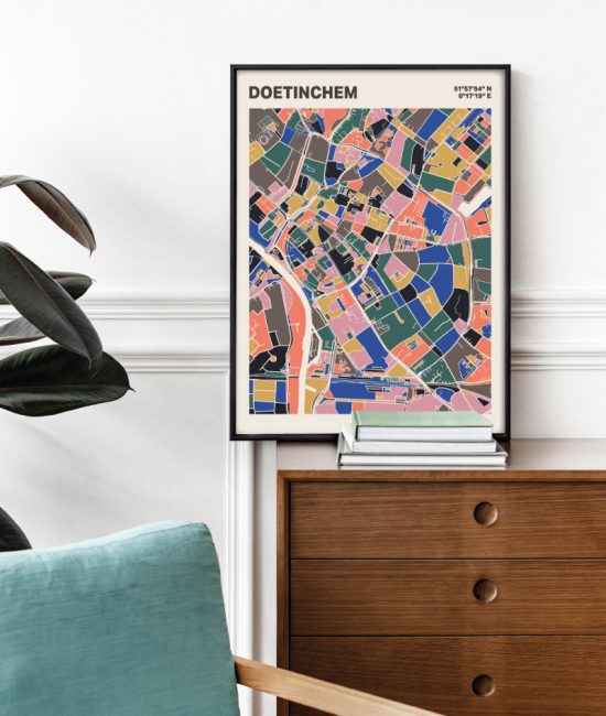 Plattegrond poster Licht Doetinchem mozaiek stl 05 Mockup stoel kast lijst 03 | Funky Fellow