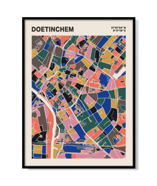 Plattegrond poster Licht Doetinchem mozaiek stl 05 mockup lijst 05 | Funky Fellow